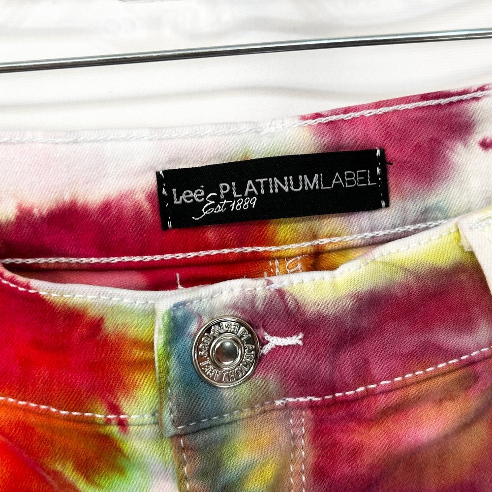 Lee Size 12 Jeans Handmade Tie Dye Jeans High Rise Straight Leg Festival 636 - Picture 10 of 11
